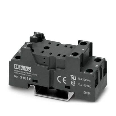 Phoenix Contact ECOR-2-BSC2-RT/2X21 Relay Base – 250V AC/DC, 12A, Bolt Connection, DIN Rail Mount (2908341)