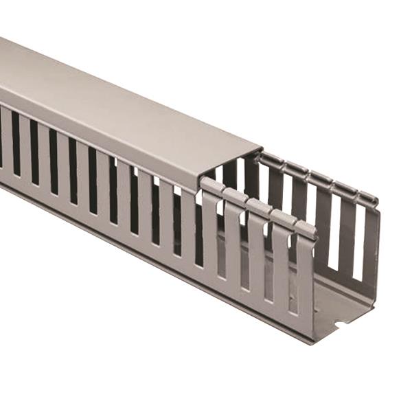 Grey Slotted Trunking 25×25 mm – 2 Meters per Piece | PVC Wiring Duct for Cable Management