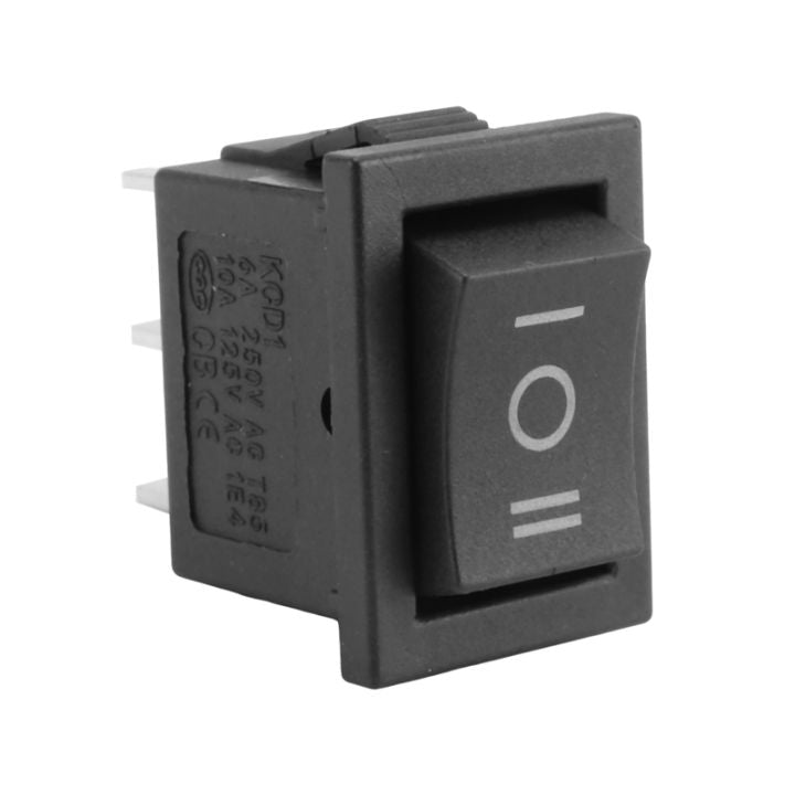 KCD1-101 Sub-Miniature 2-Pin SPST ON-OFF Rocker Switch, Snap-In Panel Mount, 6A 125VAC / 3A 250VAC, Non-Illuminated