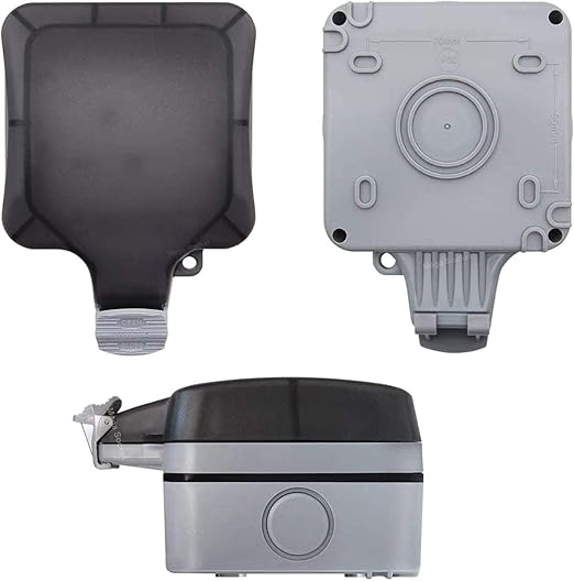 IP66 Waterproof Outdoor Single Socket – Universal Plug Outlet with Protective Cover