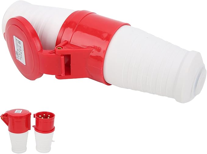 32A 4-Pin Straight Industrial Plug & Socket (Male & Female) | IP44 | 3P+E Inline Connector Set