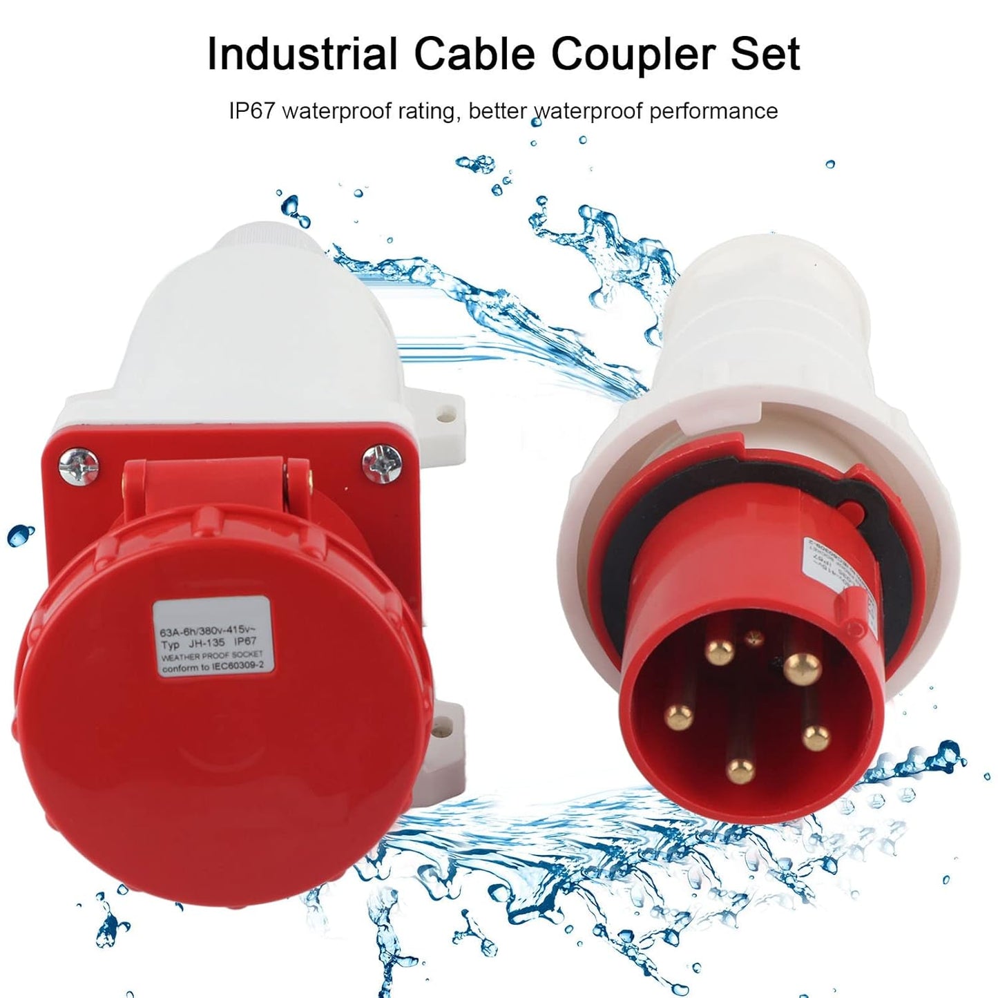 5-Pin Industrial Plug & Wall-Mount Socket (Male & Female) – IP44 | 400V (3P+N+E)