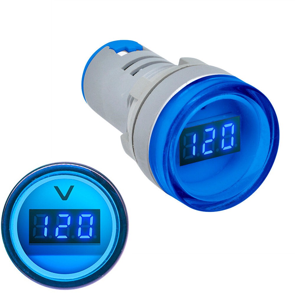 UNO Blue Indicator Light with Digital Voltage Display – 220VAC, 22mm