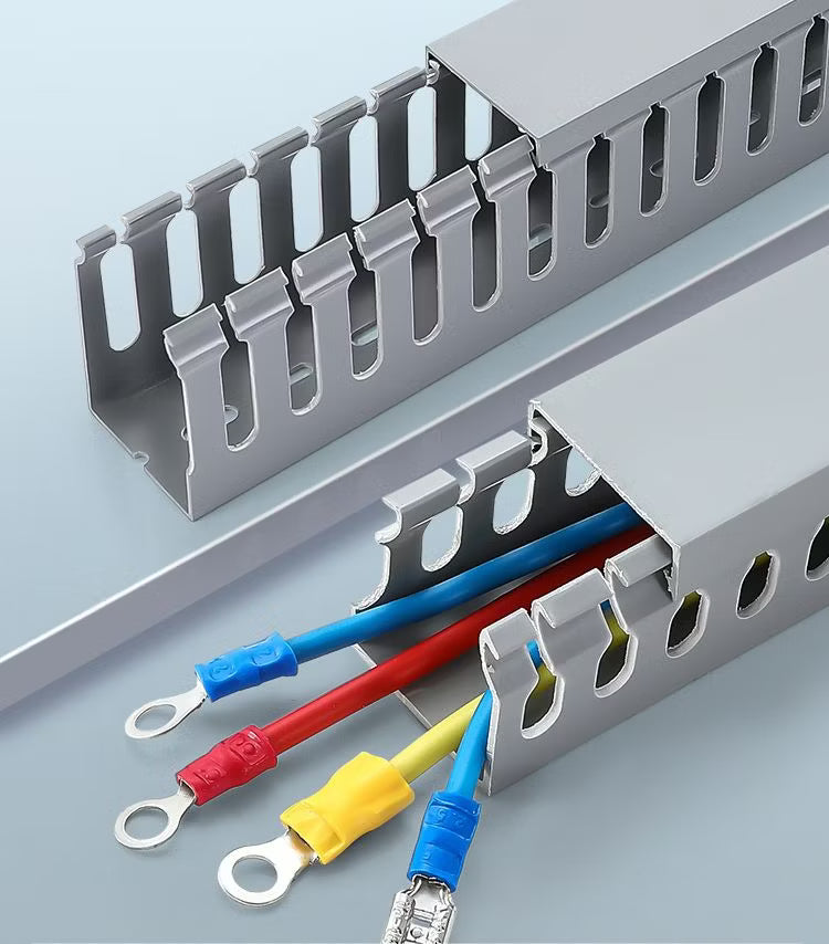 Grey Slotted PVC Cable Trunking 100 × 100 mm – 2 Metre Length