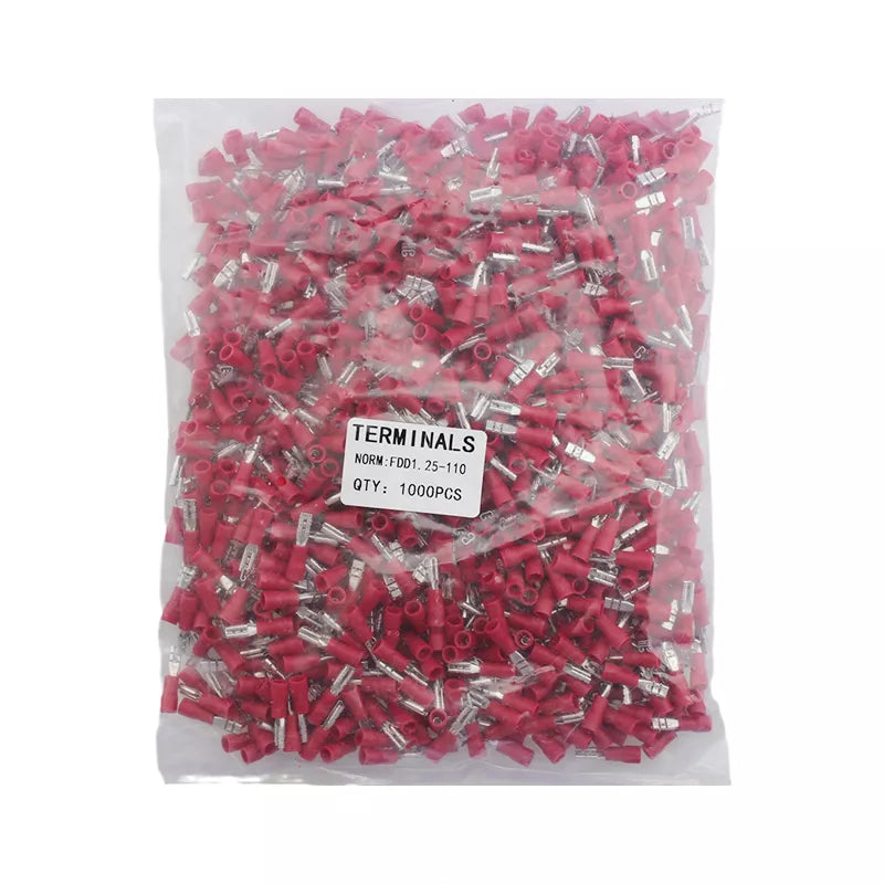 FDD1.25-110 Female Quick Disconnect Terminal – 0.5–1.5 mm² (22–16 AWG), Red Vinyl-Insulated