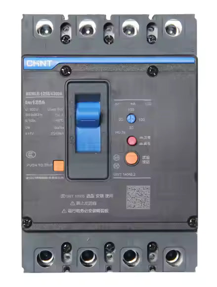 CHINT NXMLE-160S/4300 ELCB – 160A, 4P, Earth Leakage MCCB (100/200/300mA Adjustable, 50kA)