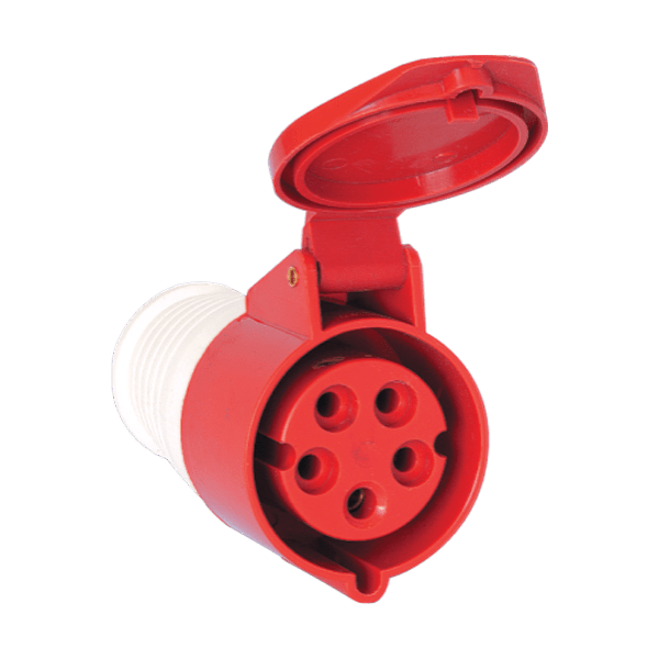 32A 5-Pin Straight Industrial Female Socket | IP44 | 3P+N+E | Inline Power Connector