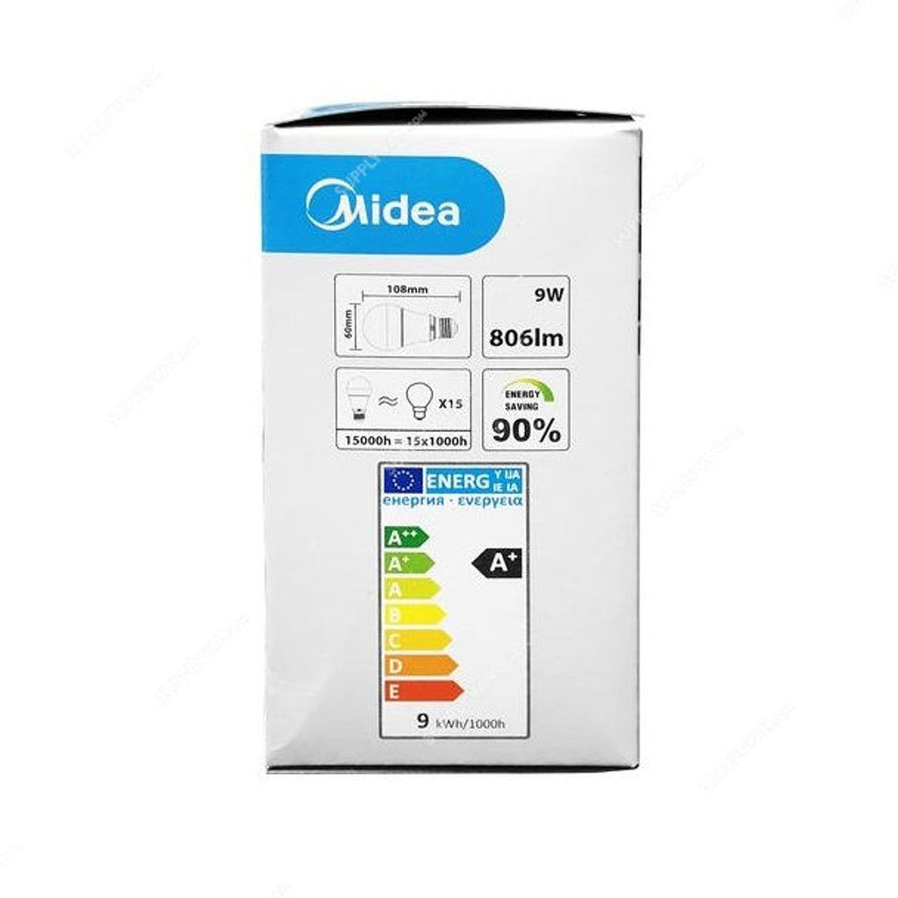 Energy-efficient 3W LED bulb by Midea, delivering soft warm white light (3000K), with an E27 screw base and long life — ideal for ambient indoor lighting.