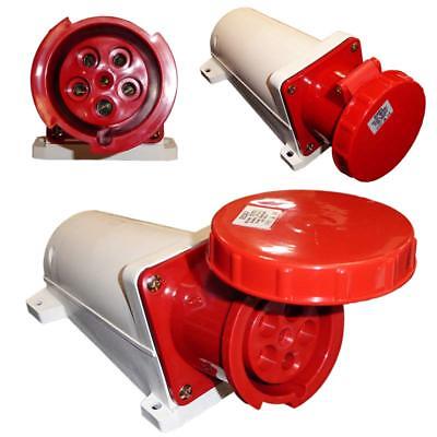 63A 4-Pin Industrial Wall-Mount Socket (Female) – IP44 | 400V (3P+E)