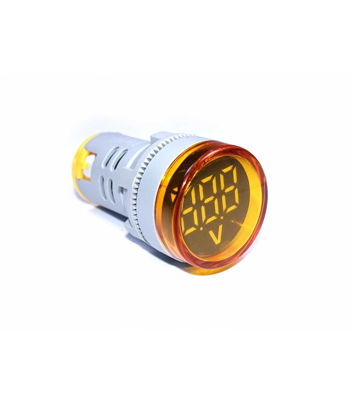 UNO Yellow Indicator Light with Digital Voltage Display – 24VDC, 22mm