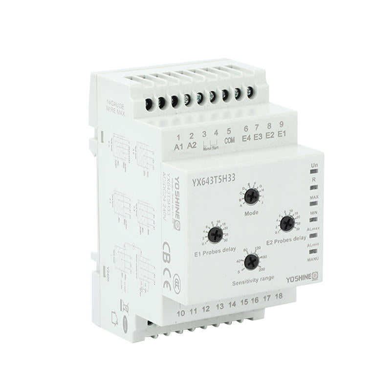 Floatless Liquid Level Relay (Conductive) YX643T5H33 5 A, 3PDT 24–240 VAC/DC