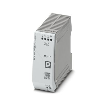 Phoenix Contact UNO-PS/1AC/24DC/60W – Primary-Switched UNO POWER Supply, Screw Connection, DIN Rail Mounting, 1-Phase, Output: 24 V DC / 60 W (Item 2902992)