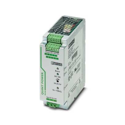 Phoenix Contact QUINT-PS/96-110DC/24DC/10 – Primary-Switched QUINT DC/DC Converter with Wide Range Input for DIN Rail Mounting, SFB (Selective Fuse Breaking) Technology, Input: 96–110 V DC, Output: 24 V DC / 10 A (Item 2905010)