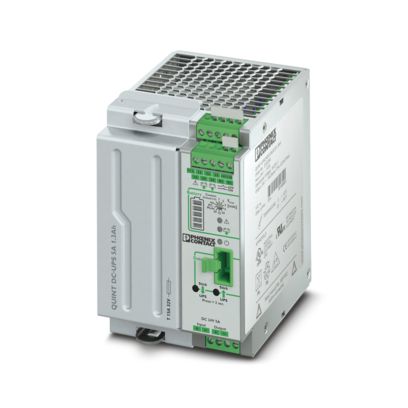 Phoenix Contact QUINT-PS/3/1.3AH – Uninterruptible Power Supply with IQ Technology and Integrated Battery for DIN Rail Mounting, Output: 24 V DC / 5 A, Battery: Lead AGM 1.2 Ah, Including Mounted Universal DIN Rail Adapter UTA 107/30 (Item 2320254)