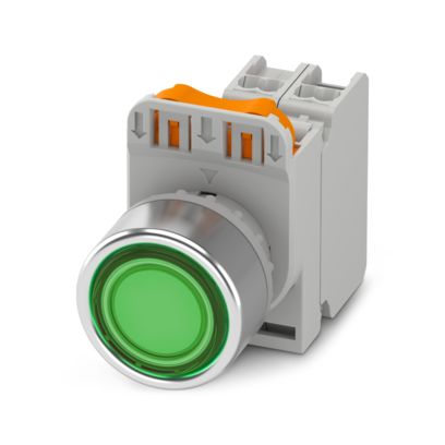 PHT22-FRD-GN/PT10-GN Illuminated Green Push Button 22mm 1NO 24V AC/DC 1108278