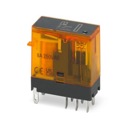 Phoenix Contact REL-FO/L-24DC/2×21 – Plug-in Miniature Electromechanical Relay, 24 V DC Coil, 2 Change-over Contacts (Item 1308296)