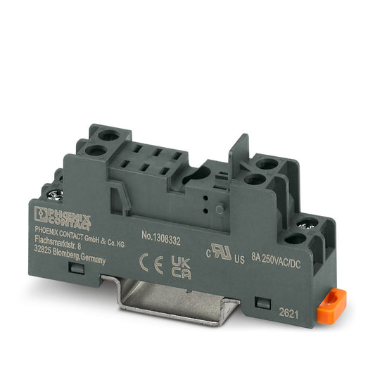 Phoenix Contact ECOR-1-BSC2/FO/2X21 Relay Base — DIN Rail Mount, Push-In Connection, Dual CO Contacts, Secure Relay Socket (Art. No. 1308332)
