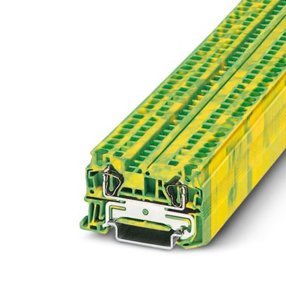 Phoenix Contact ST-4-PE – Spring Cage Ground Terminal Block, 2 Connections, Spring-Cage Connection, 1 Level, Rated Cross Section: 4 mm², Green-Yellow (Item 3031380)