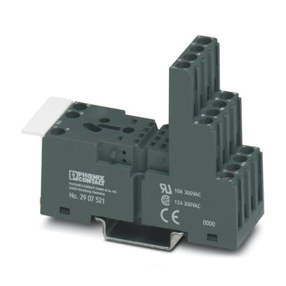 Phoenix Contact ECOR-2-BSC3/4X21 – ECOR-2 Relay Base for Industrial Relay, 3 or 4 Changeover Contacts, Screw Connection, Plug-in Option for Interference/Suppression Modules, Mounting on NS 35/7.5 (Item 2907521)