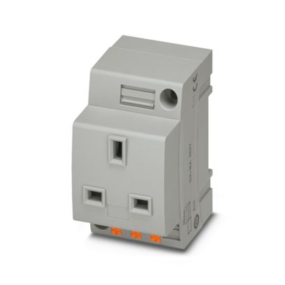 Phoenix Contact EO-G/PT/SH – Socket, Push-In Spring Connection, for Great Britain and Other Countries, with Extended Touch Proofness/Shutter, Gray, for Mounting on a DIN Rail in the Service Interface or Direct Mounting (Item 0804063)