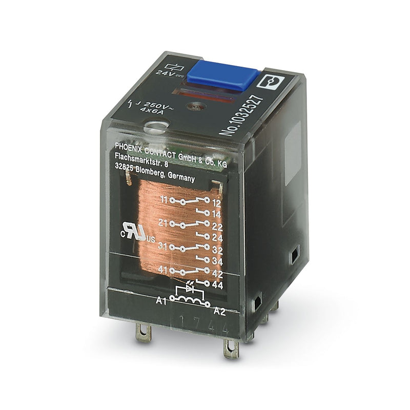 Phoenix Contact REL-IR-BL/L-24DC/3X21 – Plug-in Industrial Relay, 24 V DC Coil, 3 Changeover Contacts, LED, Status LED (Item 1032527)