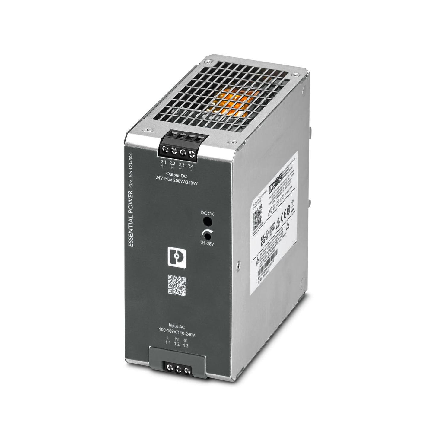 Phoenix Contact ESSENTIAL-PS/1AC/24DC/480W/EE – 24 V DC / 480 W Single-Phase DIN-Rail Power Supply (Item 2910588)