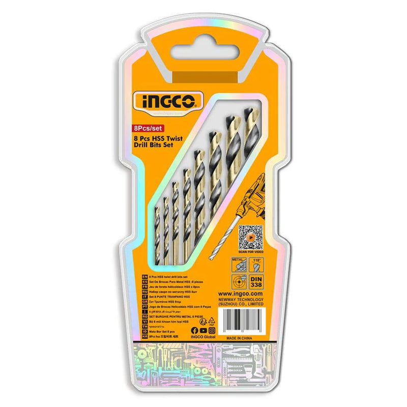 Ingco 8 Pcs HSS Twist Drill Bits Set AKDB0801