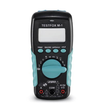 TESTFOX M-1 Digital Multimeter – AC/DC Voltage, Current, Resistance, Frequency, Temperature CAT III 600 V Phoenix Contact (1212209)