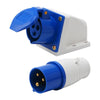 3-Pin 32A Industrial Plug & Wall-Mount Socket Set – IP44 Rated | Male Plug + Splash-Proof Wall Socket Combo