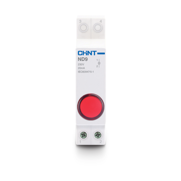 Chint ND9-1/B DIN Rail Indicator – 230V AC Red LED Pilot Lamp