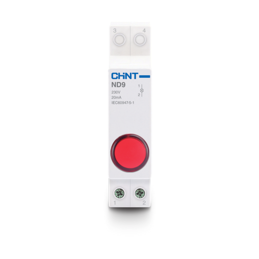 Chint ND9-1/B DIN Rail Indicator – 230V AC Red LED Pilot Lamp