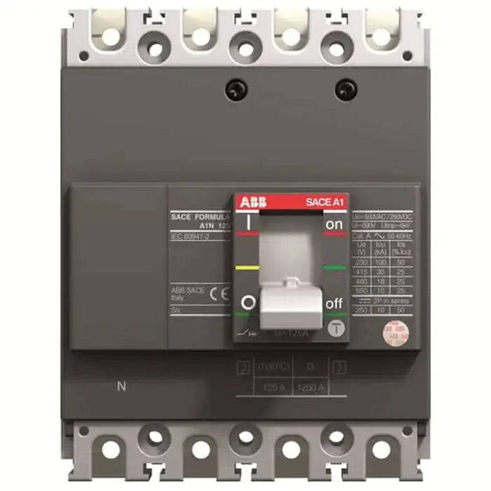 ABB 1SDA066535R1 Molded Case Circuit Breaker – A1A 125 TMF, 4 Pole, 125A, Fixed Front Terminal