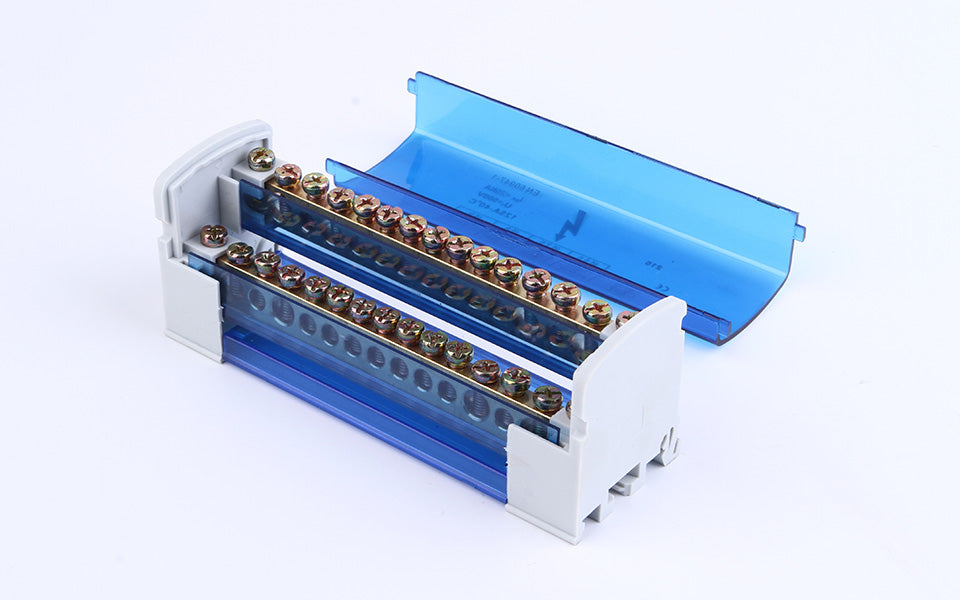 JH8215 Power Distribution Box 11 × 5.5 cm – IP66 Waterproof Junction Box with DIN Rail + 15-Way High-Current Terminal Block