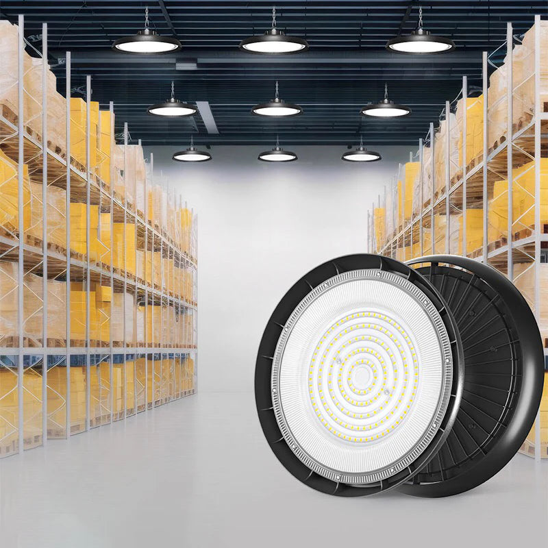 SUIMING 100W LED High Bay Light — 6500K Cool White, AC 100–277V Wide Voltage, Energy-Efficient Industrial Warehouse Lighting