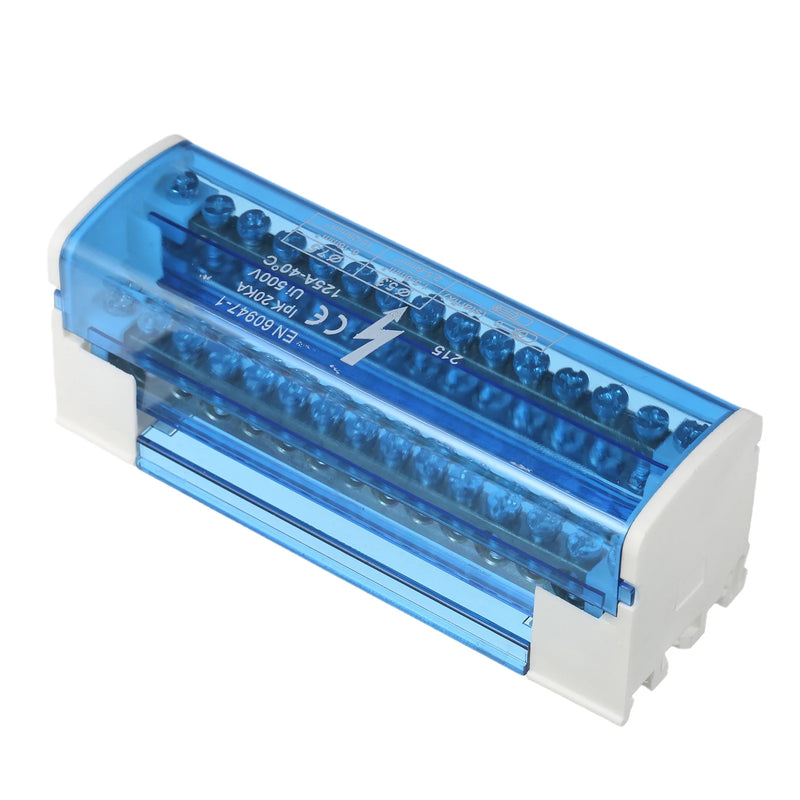 JH8215 Power Distribution Box 11 × 5.5 cm – IP66 Waterproof Junction Box with DIN Rail + 15-Way High-Current Terminal Block