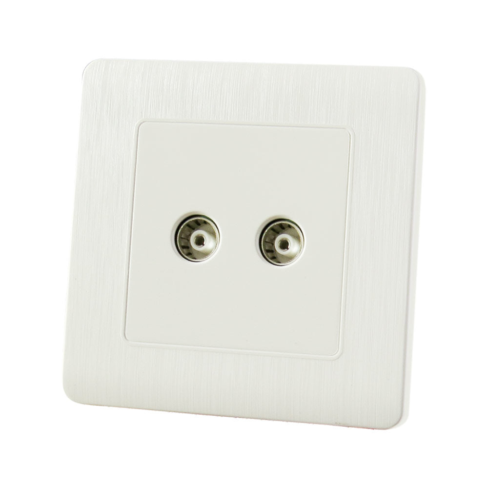 UNO Double TV Socket Dual Coaxial Wall Outlet for Satellite and Aerial Connections