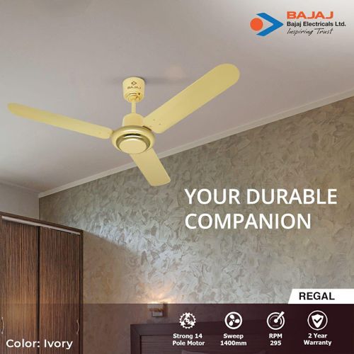 Bajaj Regal 1400 mm (56") Long-Blade Ceiling Fan – Ivory Finish