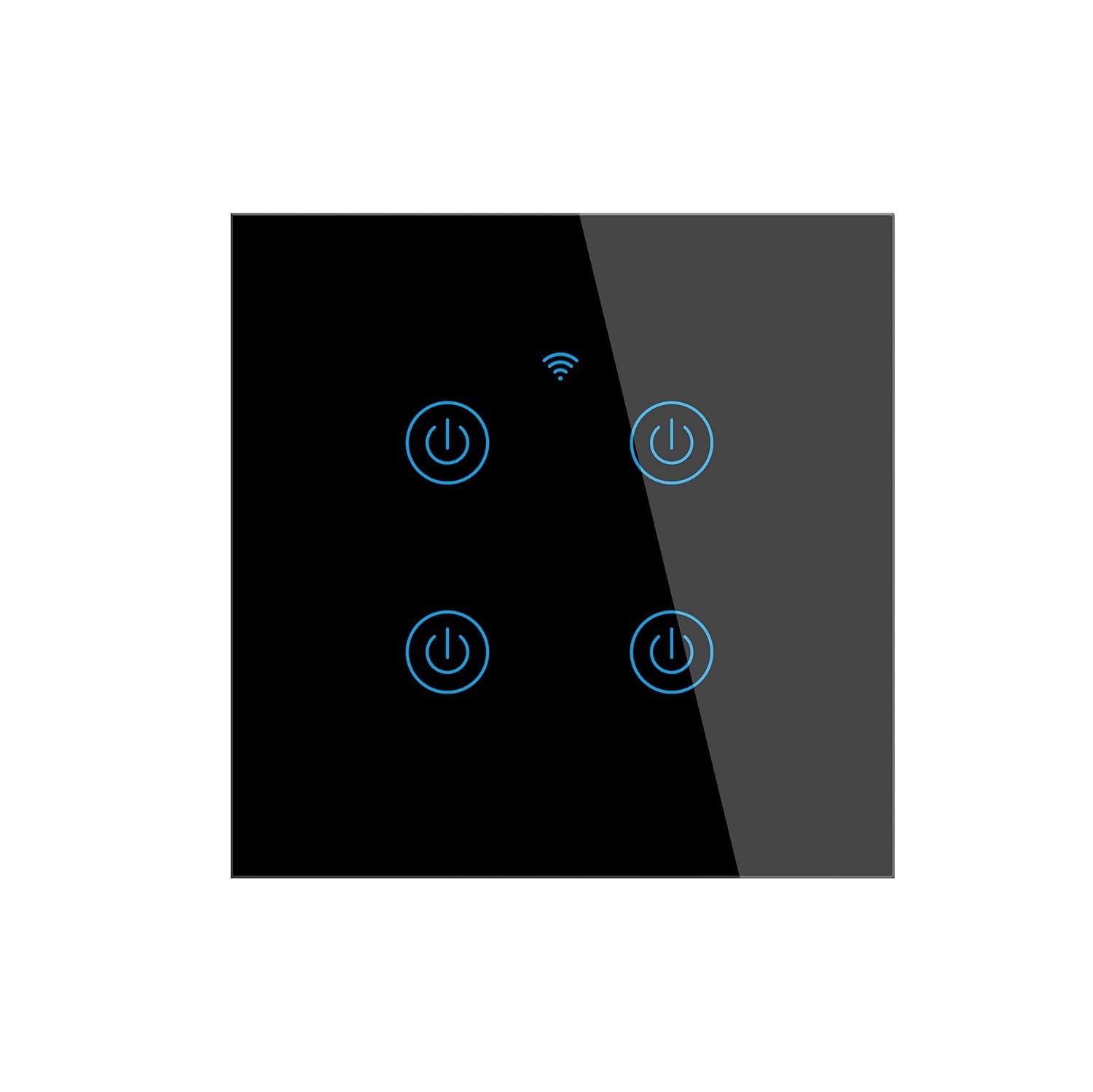 ZS-TYC3-SFM-41W-B, WiFi Smart Switch, 4 Gang, Black