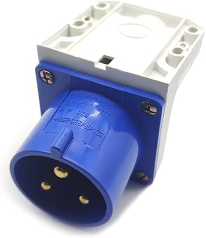 3-Pin 32A Wall-Mount Male Industrial Plug – IP44 Rated | Fixed Splash-Proof Power Inlet