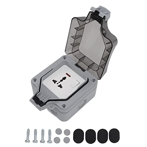 IP66 Waterproof Outdoor Single Socket – Universal Plug Outlet with Protective Cover