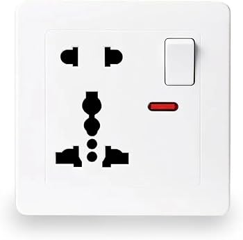 BINOKA Single Socket with 1 Gang Switch and 2 Pin Socket and Neon Power Indication