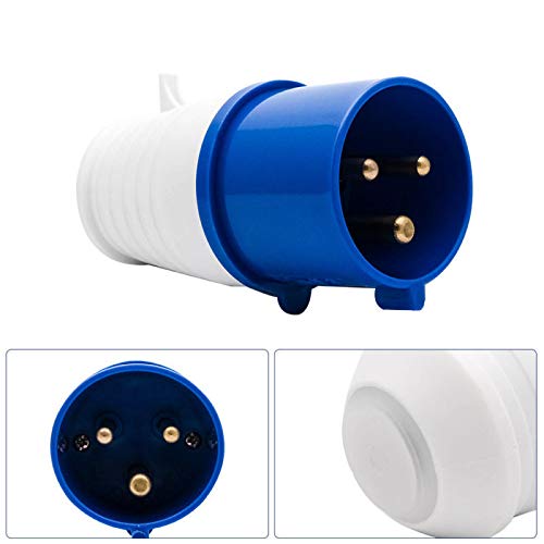 Industrial Male Plug – 3-Pin, 16A, 220V, IP44 Rated (Blue CEE Type Plug)