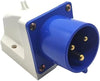3-Pin 32A Wall-Mount Male Industrial Plug – IP44 Rated | Fixed Splash-Proof Power Inlet