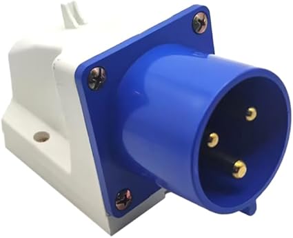 3-Pin 32A Wall-Mount Male Industrial Plug – IP44 Rated | Fixed Splash-Proof Power Inlet