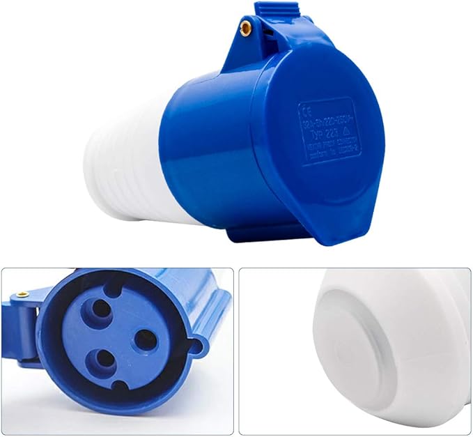 3-Pin 32A Female Industrial Socket – IP44 Rated | Splash-Proof Electrical Outlet