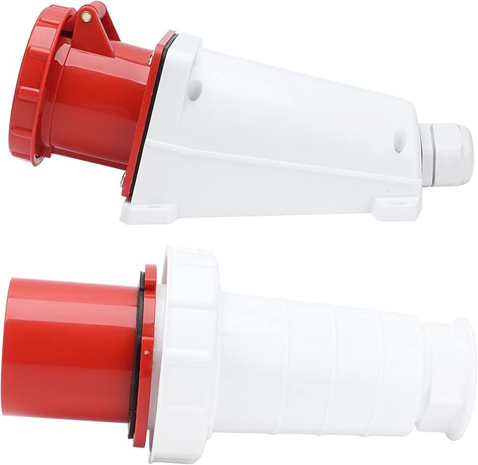 4-Pin 63A Industrial Plug & Wall Mount Socket Set – IP44 Rated