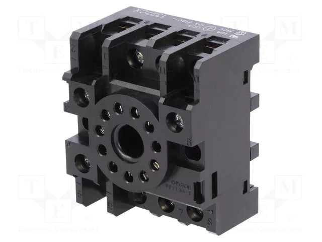 Omron PF113A-E DIN Rail 11-Pin Relay Socket Base 10 A With Screw Terminals