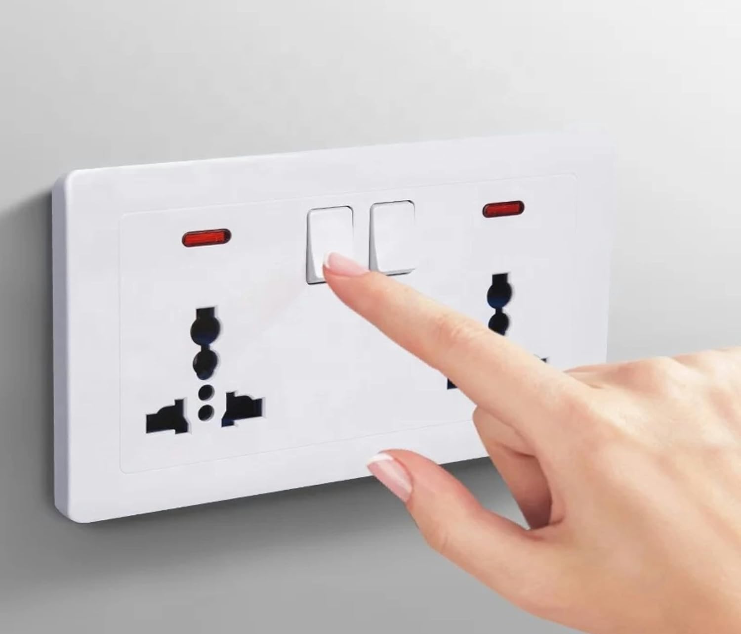 UNO Double Socket 13A Twin Switched Wall Outlet for Residential and Commercial Use