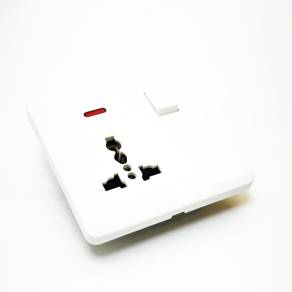 BINOKA Single Socket with 1 Gang Switch and Neon Power Indication