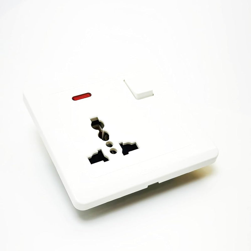 BINOKA Single Socket with 1 Gang Switch and Neon Power Indication